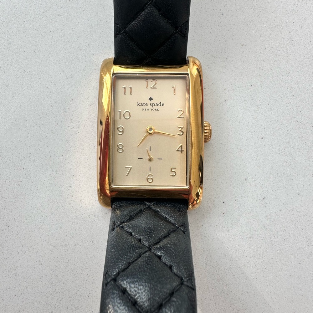 Kate Spade Gold-Tone Watch with Black Strap